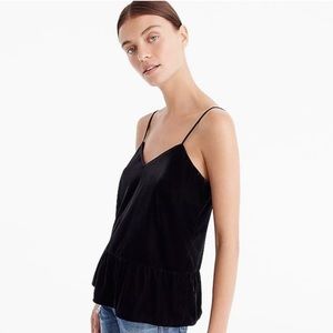 J Crew Black Velvet Peplum Top